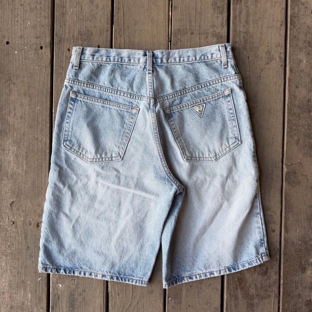 Guess Vintage 90s Made in USA Light Wash Denim Baggy Skater Jorts Shorts 10975